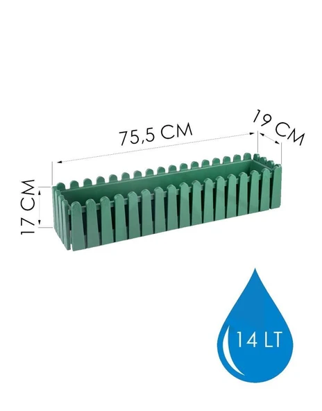 Omnipazar SO-İB03 Yeşil Askılı Balkon Saksı Takım 14 lt No 3 - Resim 6