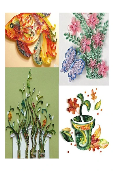 Quilling Seti 1 Paket Quilling Şablonu 10mm 50cm Quilling Kağıdı Cımbız Tutkal Yapıştırıcı Kağıt Kıvırma Kalemi İğne - Resim 5