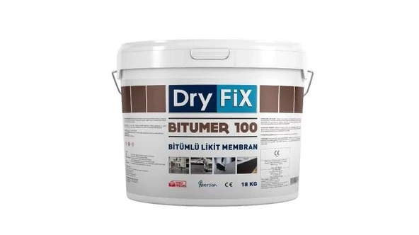 DryFix Bitümer100 Süper Elastik Bitümlü Likit Membran 18 Kg Siyah