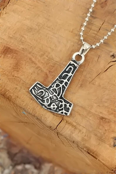 Gümüş Renk Metal Aksesuarlı Top Zincirli Erkek Kolye - TJ-ERK525-KS