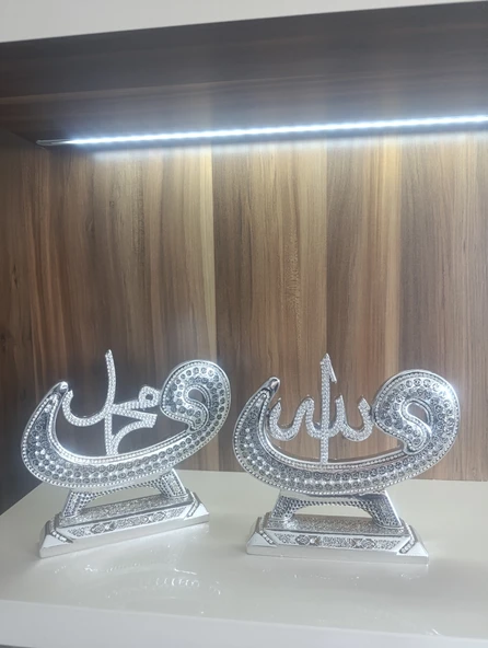 kırılmaz polyester,Allah ve Muhammed(s.a.v) (2 li )yazılı beyaz renk biblo - Resim 9