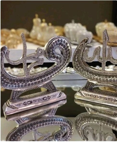 kırılmaz polyester,Allah ve Muhammed(s.a.v) (2 li )yazılı beyaz renk biblo - Resim 10