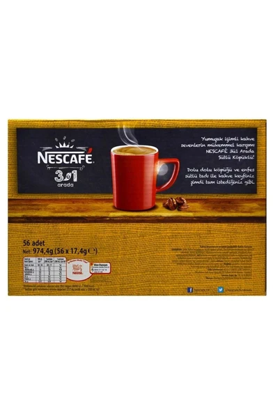 Nestle Nescafe 3'ü 1 Arada Sütlü Köpüklü Kahve 56'lı Paket 17,4 gr - Resim 4