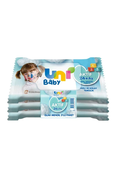 Uni Baby Aktif Islak Cep Mendili 3lü 45 Yaprak