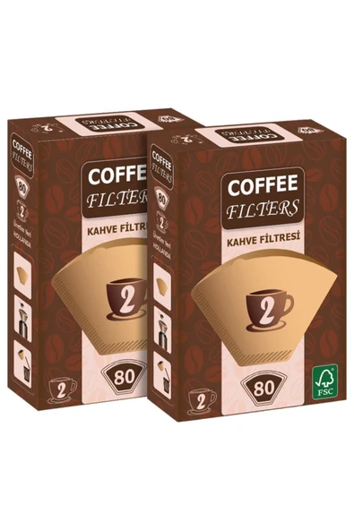 Coffee Filters Filtre Kahve Kağıdı No:2 80'li X 2 Adet