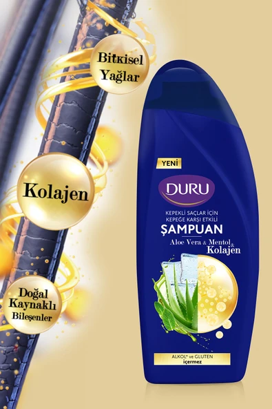 Duru Aloe Vera&mentol&kolajen Kepeğe Karşı Etkili Şampuan 3x500 ml - 3