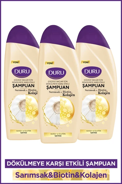 Duru Sarımsak&Biotin&Kolajen Dökülmeye Karşı Etkili Şampuan 3x500 ml