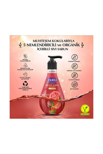 Duru Organik Içerikli Gül Sıvı Sabun 500ml - 2