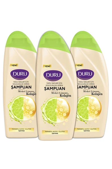 Duru Misket Limonu&Kolajen Yağlı Saçlar için Şampuan 3x500 ml
