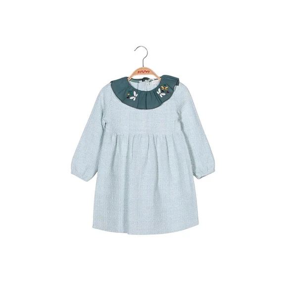 Kız Bebek & Çocuk Yaka Detaylı Elbise-Mint - 3