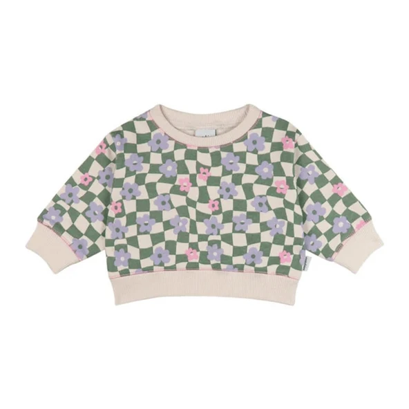 Grafik Çiçek Sweatshirt ve Tayt Set-Yeşil - 3