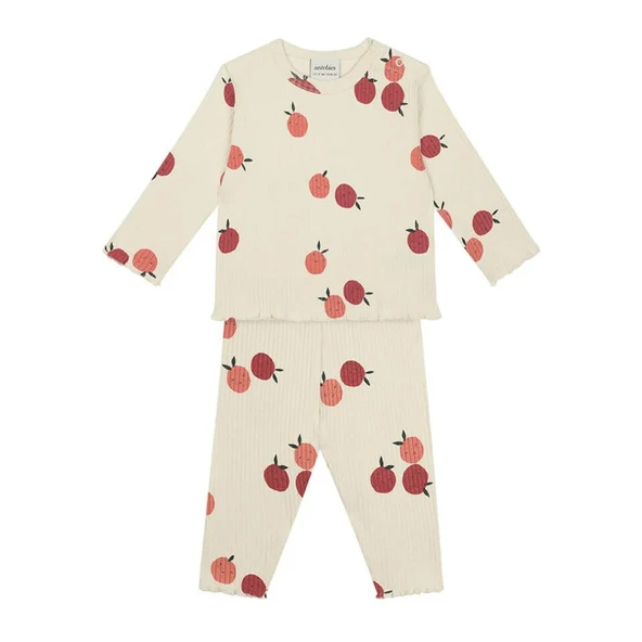 Elma Aşkı Uzun Kollu Taytlı Bebek Set-Bej - 2