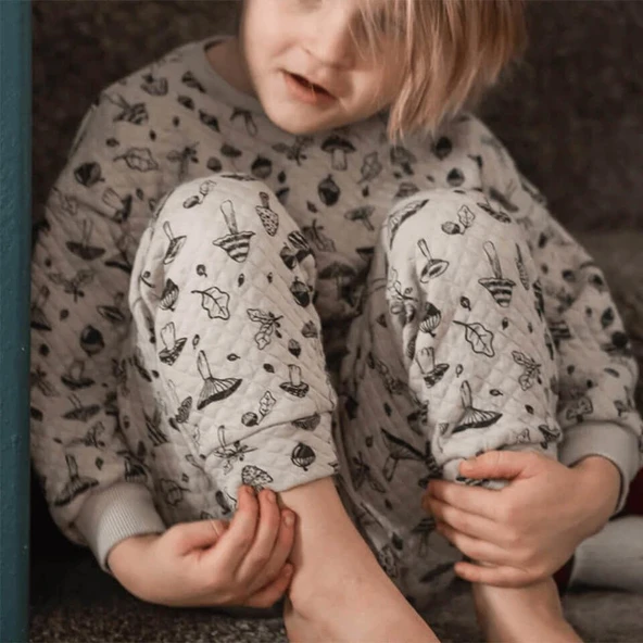 Sonbahar Mantarları Kapitone Swatshirt-Gri - Resim 2