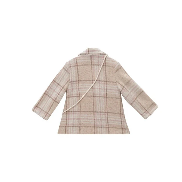 Kız Bebek Ekose Kaban - Peluş Çanta Aksesuarlı - 3