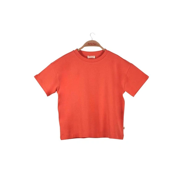 Kız Çocuk Oversıze T-Shirt-Coral