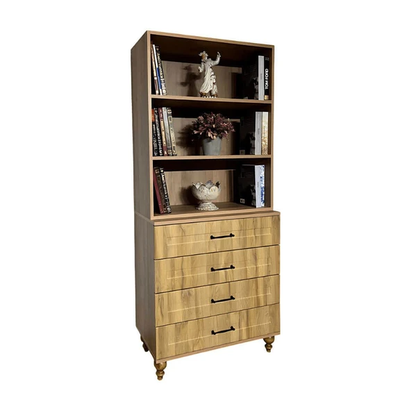Alin Wood Çekmeceli Şifonyer ve Kitaplık Set - 2