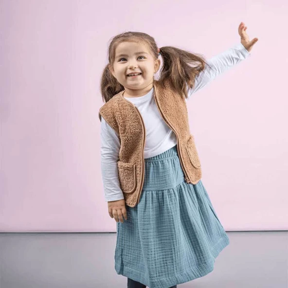 Klasik Peluş Yelek-Karamel - Resim 2