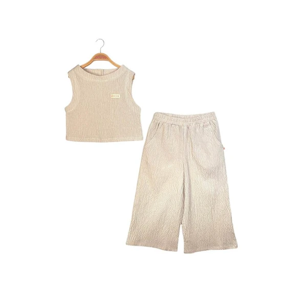 Kız Çocuk Bluz Pantalon Takım-Taş Çizgili