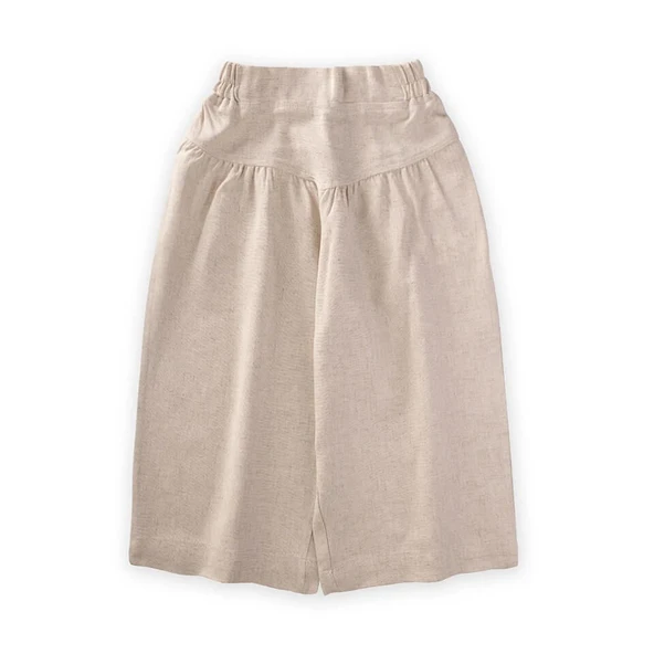 Korsajlı Büzgülü Keten Pantolon Naturel - 2