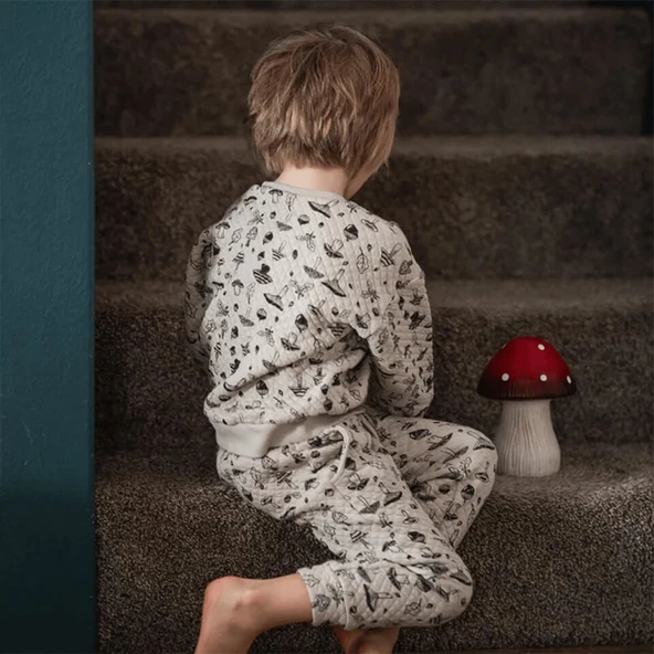 Sonbahar Mantarları Kapitone Swatshirt-Gri ürün görseli 1