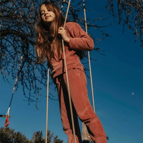 Kadife Kapüşonlu Eşofman Takımı-Pembe ürün görseli 1