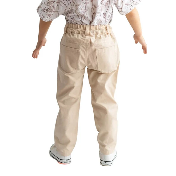 Erkek Çocuk Gabardin Düz Pantolon-Bej - 2
