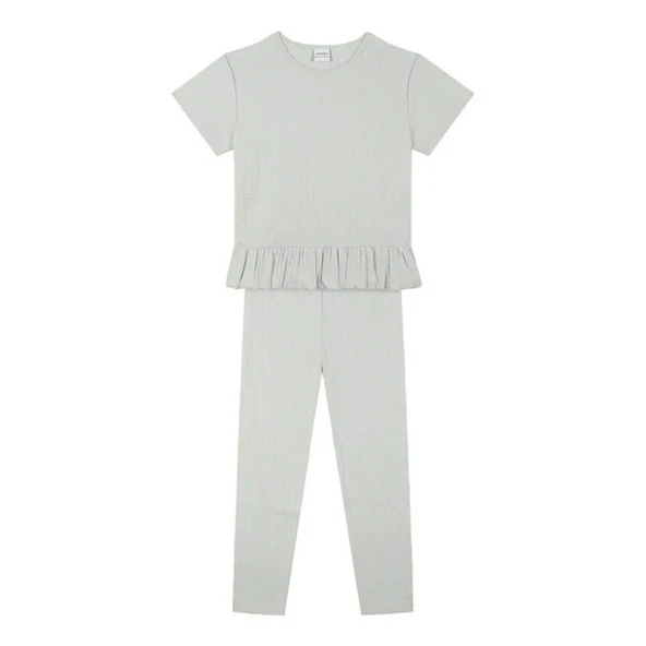 Mint Jakar Kısa Kollu Pijama Takımı-Yeşil - 3