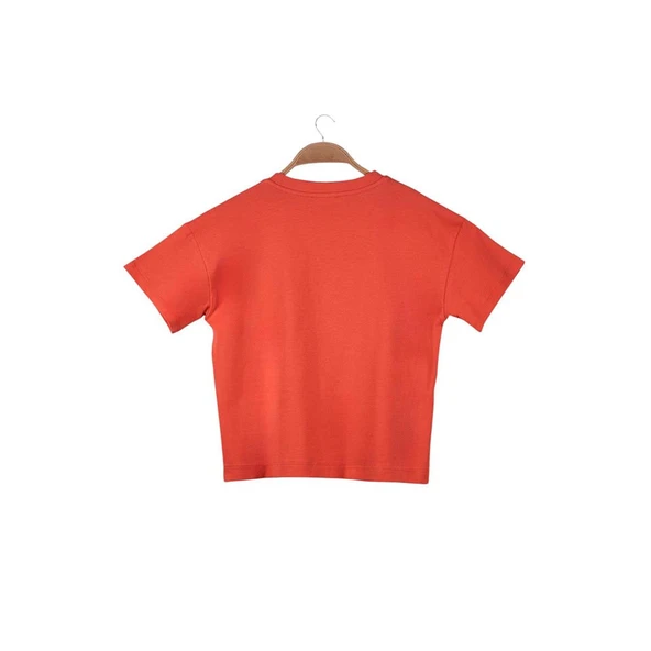 Kız Çocuk Oversıze T-Shirt-Coral - 2