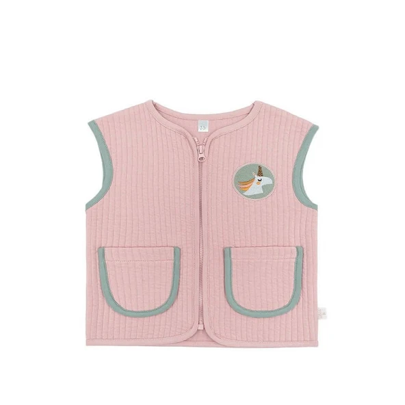 Kontrast Biyeli Kapitone Yelek-Somon ürün görseli 1