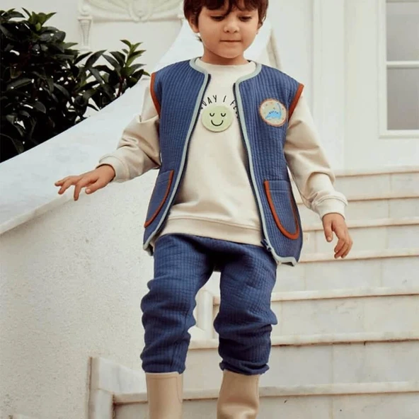 Kapitone Lacivert Pantolon - Resim 3