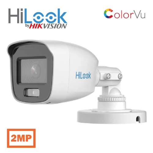 HILOOK THC-B129-LPS, 2Mpix, 2.8mm Lens, 20Mt Gece Görüsü, IP66, Color Vu, Dahili Mikrofon, Bullet Kamera