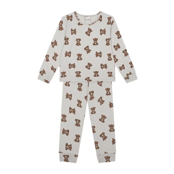 Minik Ayılar Uzun Kollu Bebek Set-Bej