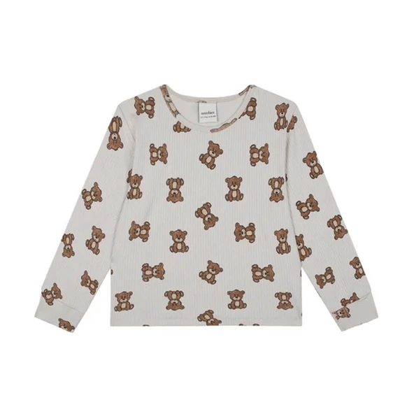 Minik Ayılar Uzun Kollu Pijama Takımı-Bej - 4