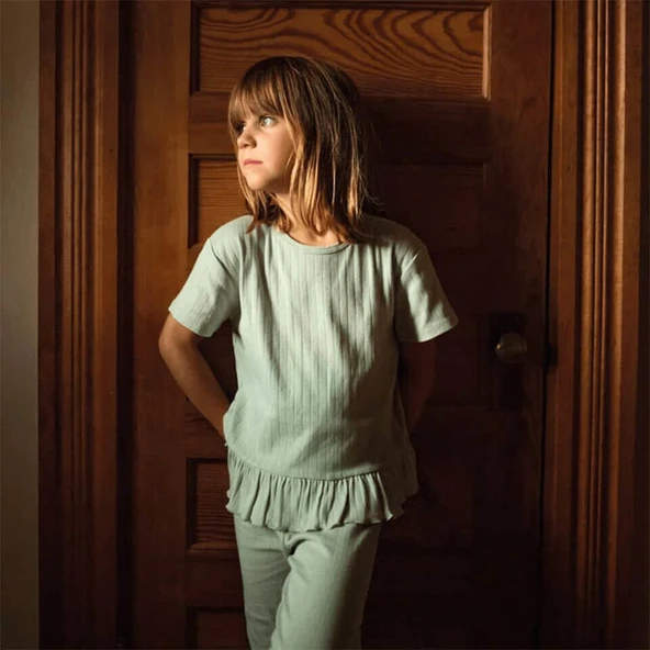 Mint Jakar Kısa Kollu Pijama Takımı-Yeşil