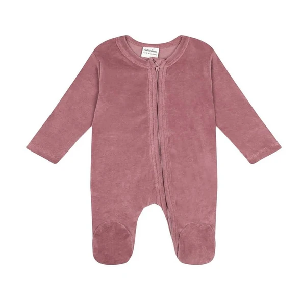 Kadife Fermuarlı Tulum-Pembe ürün görseli