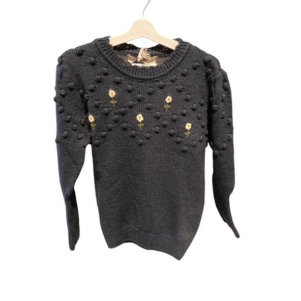 Lale El İşi Nakışlı Kazak-Lacivert ürün görseli 1