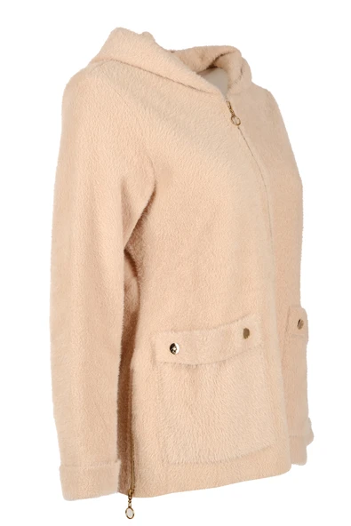 Vedi-bb Oversize Peluş Kapüşonlu Kadın Ceket - Rahat ve Şık