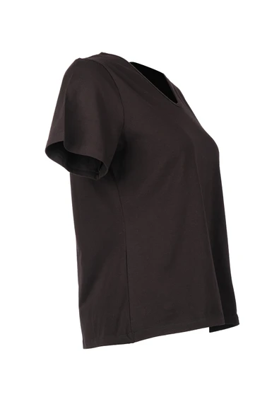 Vedi-bb Oversize V Yaka Kadın T-Shirt - Minimalist Stil - 10