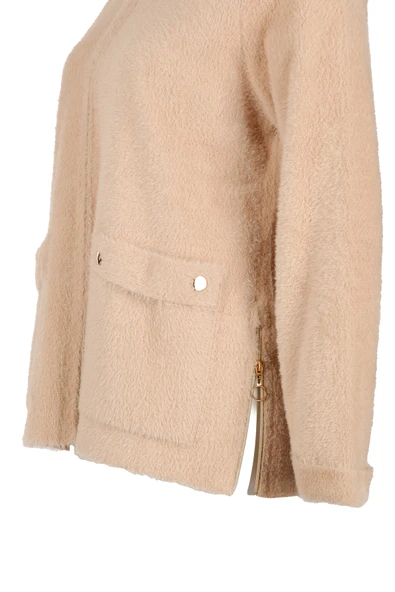 Vedi-bb Oversize Peluş Kapüşonlu Kadın Ceket - Rahat ve Şık - 10