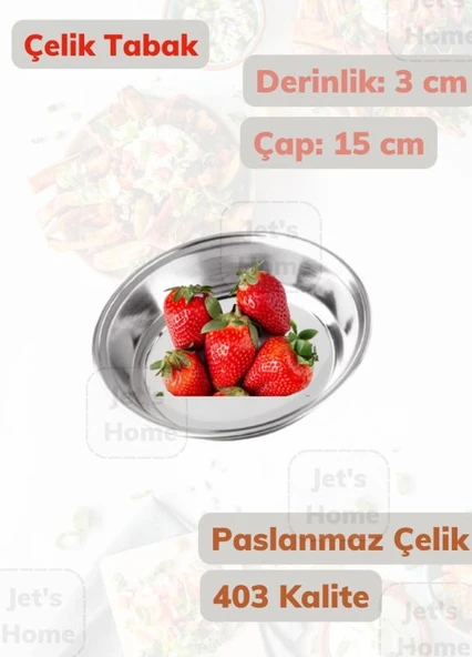 Çelik Tabak 15 cm No:1 Paslanmaz Tabak 430 Kalite Çelik
