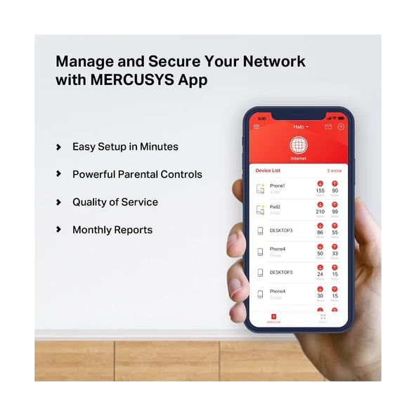 Mercusys Halo H50G(3-pack), AC1900Mbps, Dual-Band, Gigabit Portları, 100'e Kadar Cihaz Bağlanabilir, 550 m²'ye Kadar Kapsama, Akıllı Bağlantı, Mobil Uygulama ile Kolay Kurulum, Wi-Fi 5 Mesh Sistemi - Resim 4
