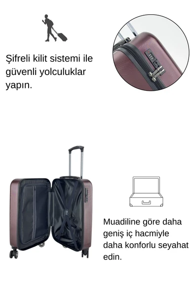 Kabin Boy %100 Polikarbon Valiz Bordo 1815 - 4