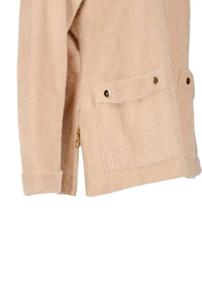 Vedi-bb Oversize Peluş Kapüşonlu Kadın Ceket - Rahat ve Şık - 6