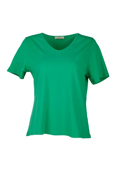 Vedi-bb Oversize V Yaka Kadın T-Shirt - Minimalist Stil - 2