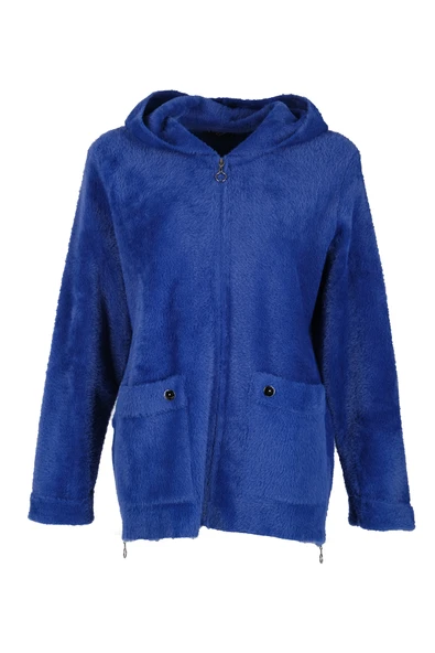 Vedi-bb Oversize Peluş Kapüşonlu Kadın Ceket - Rahat ve Şık - 2