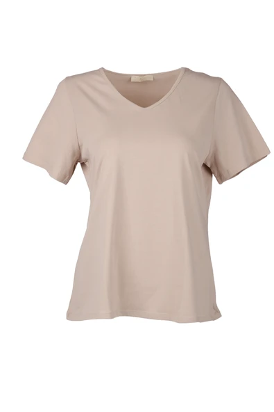 Vedi-bb Oversize V Yaka Kadın T-Shirt - Minimalist Stil - 3