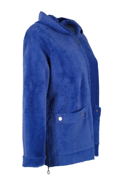 Vedi-bb Oversize Peluş Kapüşonlu Kadın Ceket - Rahat ve Şık - 4