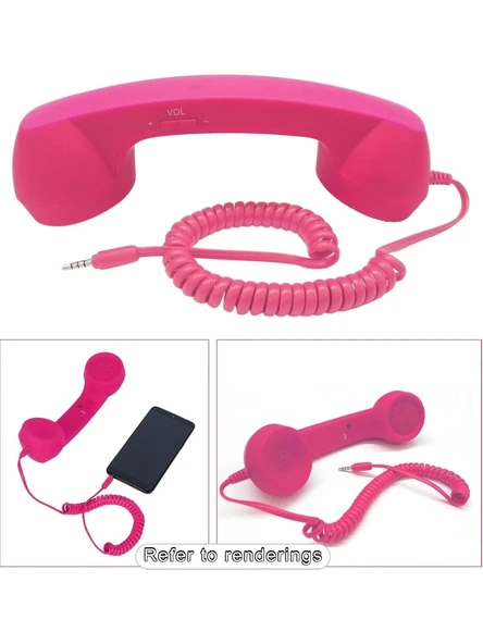 Cep Telefonları İçin Hoparlör Ve Mikrafon Görevli Retro Kablolu Telefon Ahizesi (Pembe)