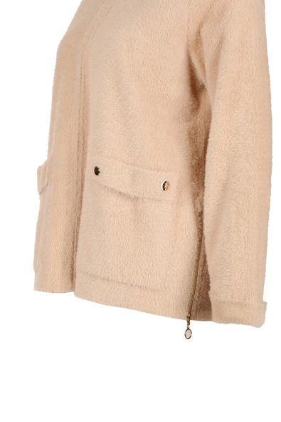 Vedi-bb Oversize Peluş Kapüşonlu Kadın Ceket - Rahat ve Şık - 8