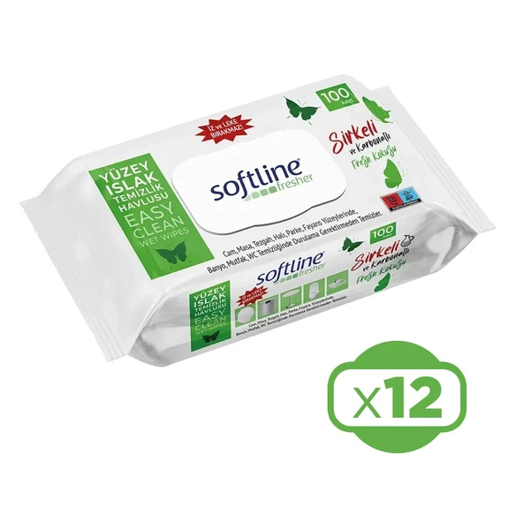 Softline Fresher Yüzey Islak Temizlik Havlusu 100'lü x 12 Adet